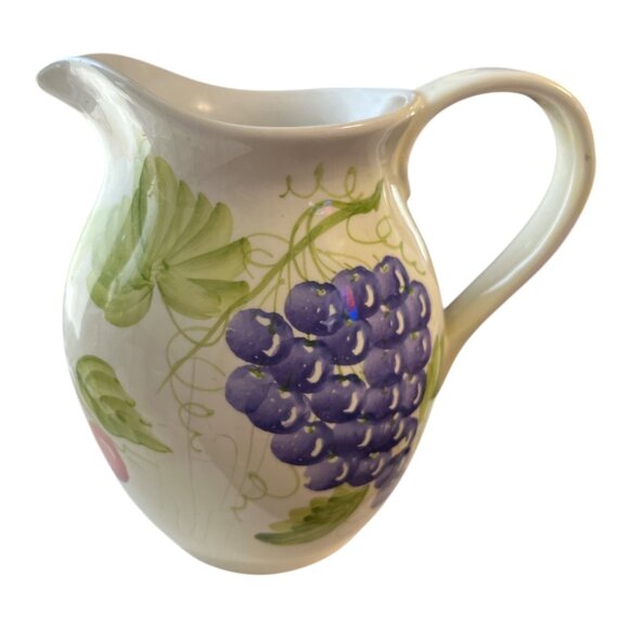 1980s-90s La Ceramica V.B.C. Hand-Painted Fruit Pitcher – Made in Italy - Picture 2 of 7
